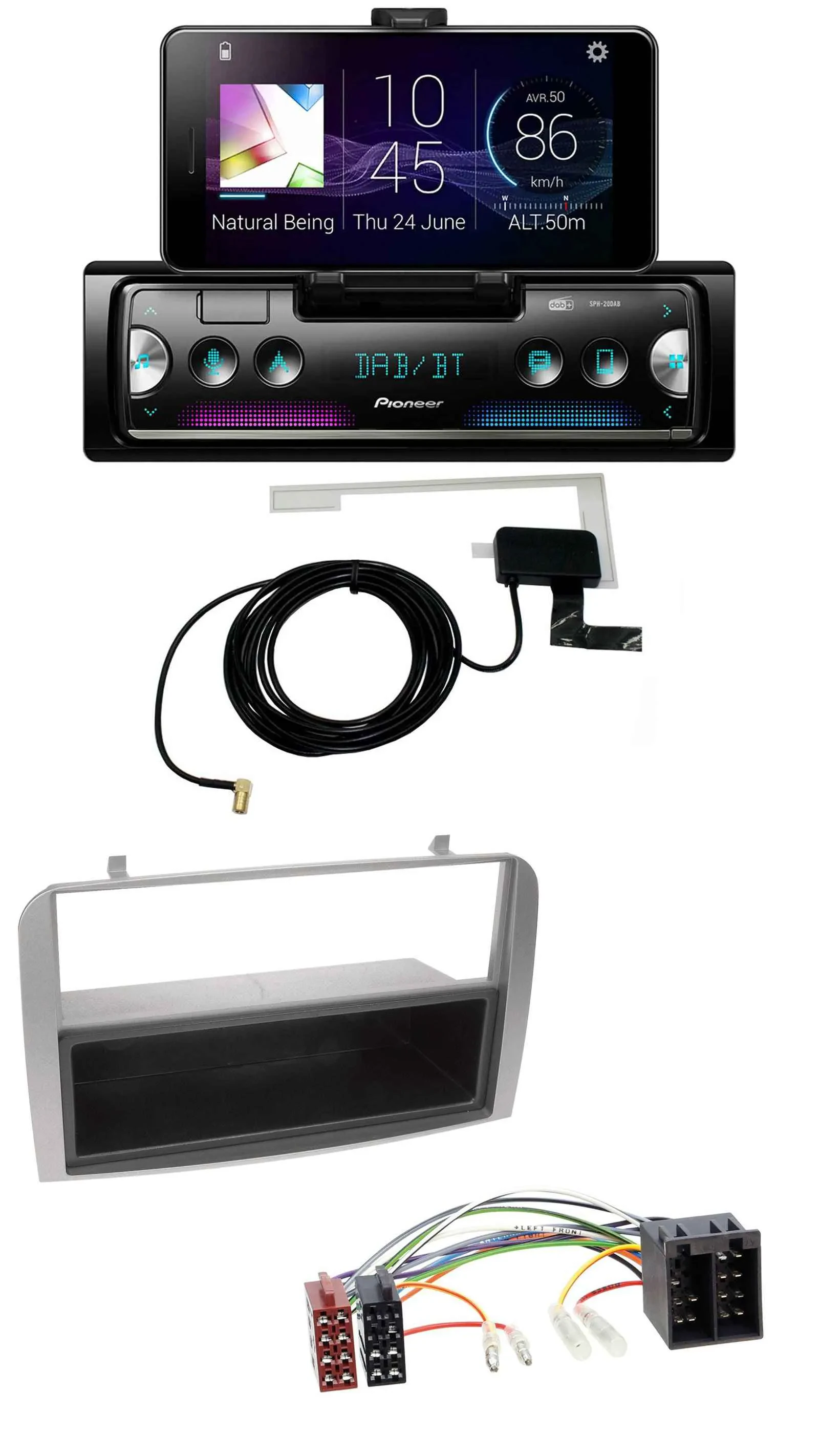 Pioneer DAB Bluetooth MP3 USB Autoradio für Alfa Romeo 147 GT silber Ablagefach