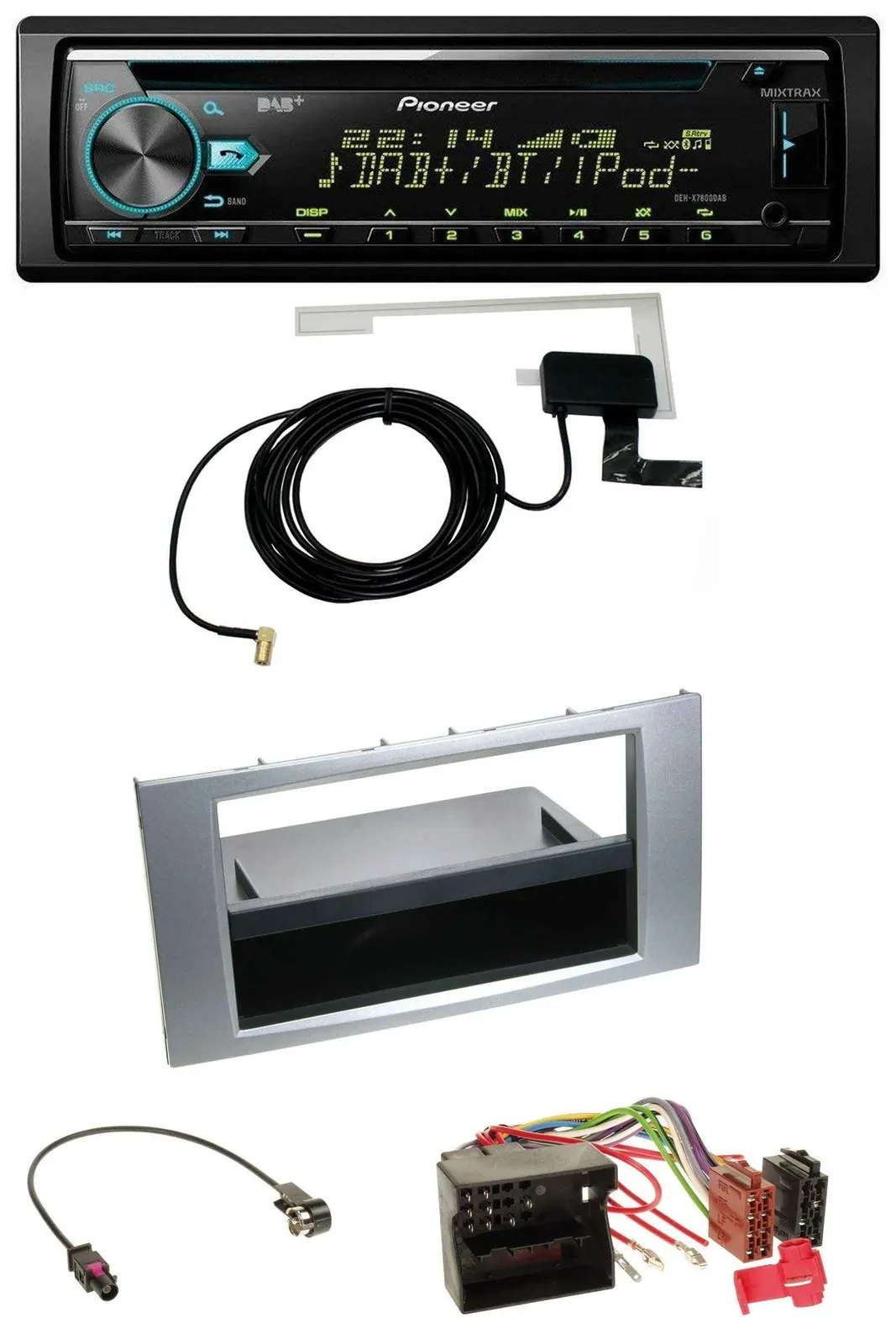 Автомагнитола для Ford Kuga/Fusion/Transit (2005–2012) Pioneer MP3 CD USB AUX DAB, серебристая