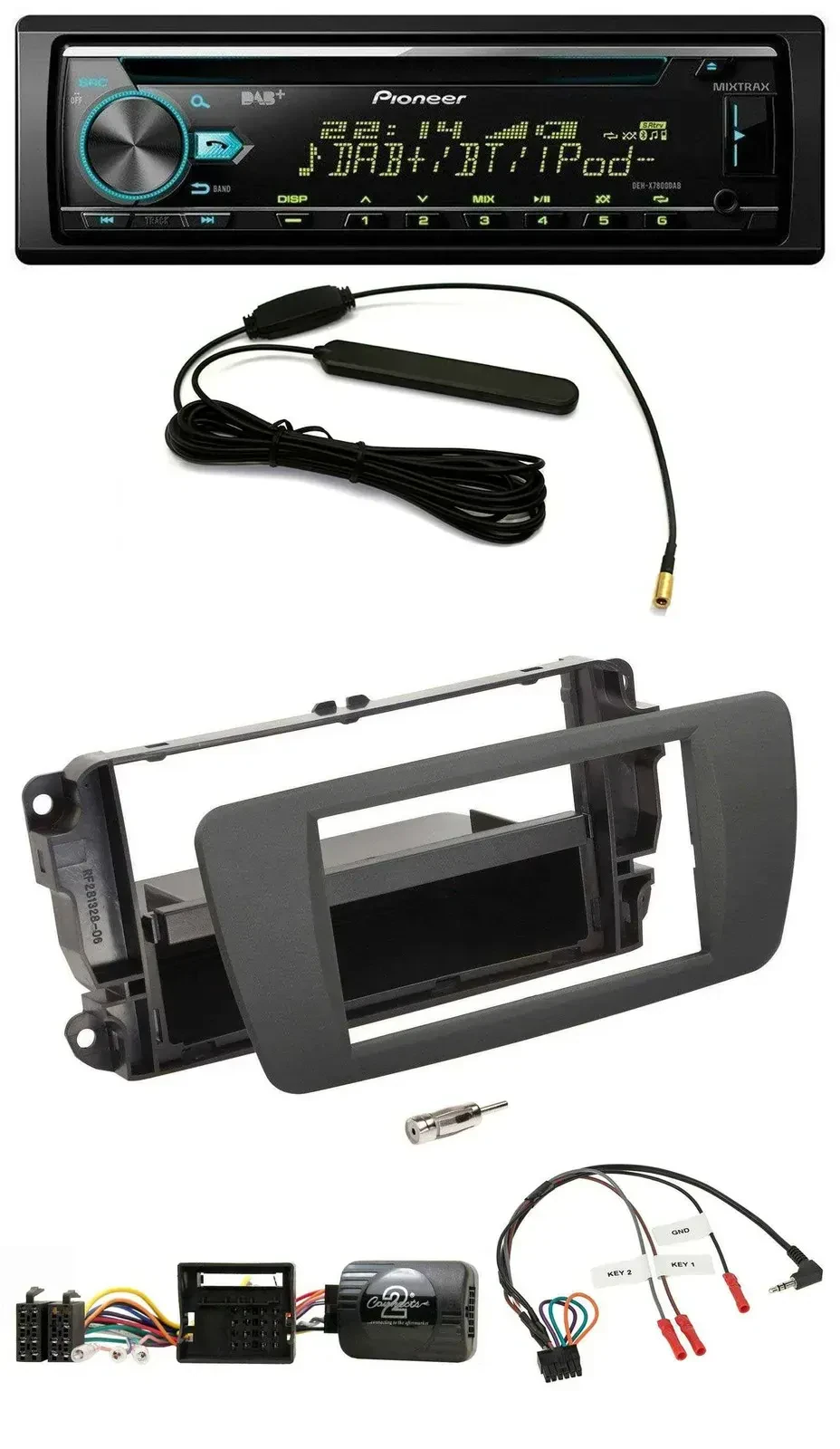 Автомагнитола Pioneer CD/MP3, DAB, USB, для Seat Ibiza, серый