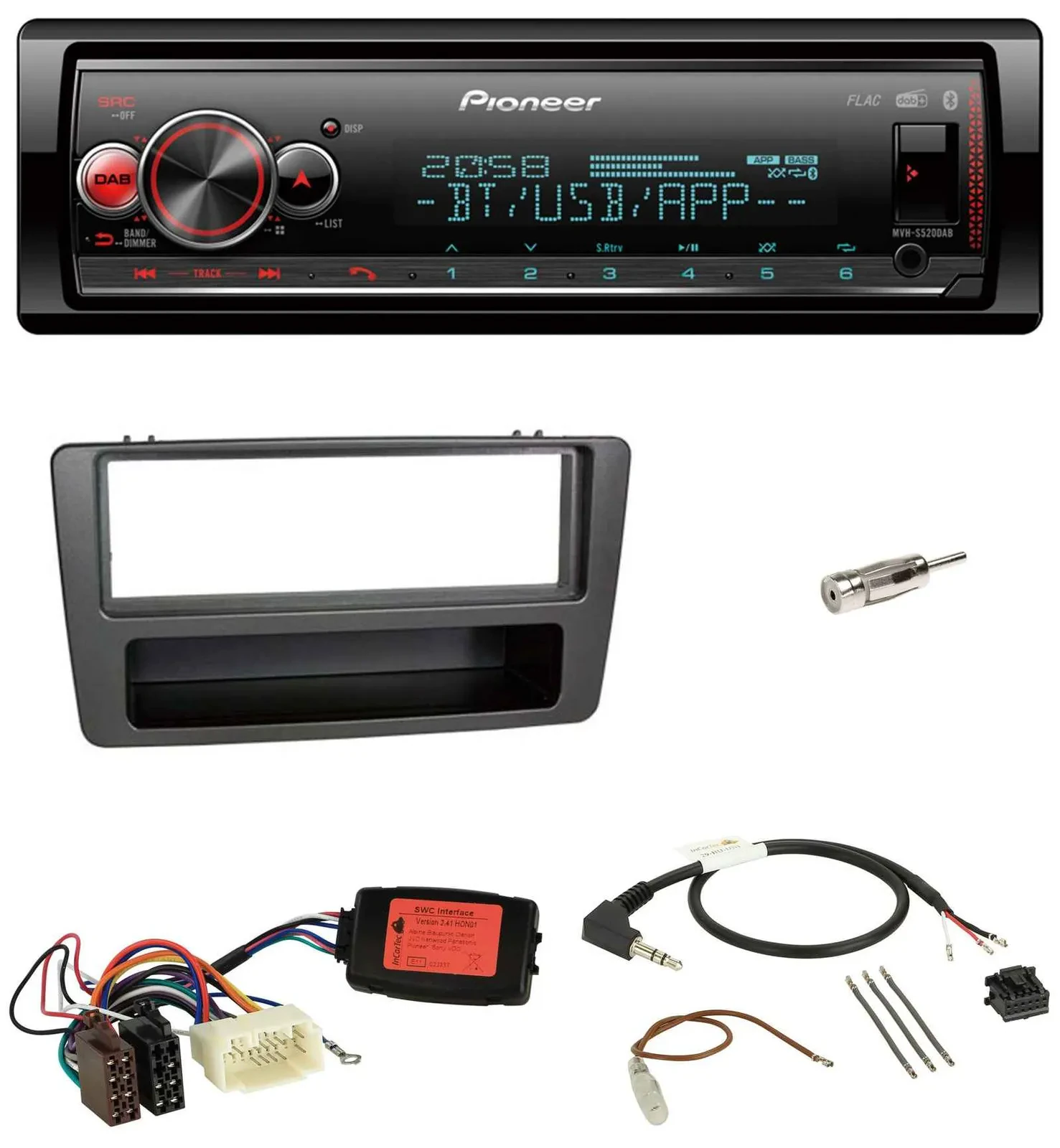 Автомагнитола Pioneer Bluetooth USB DAB для Honda Civic 2001–2003 черный