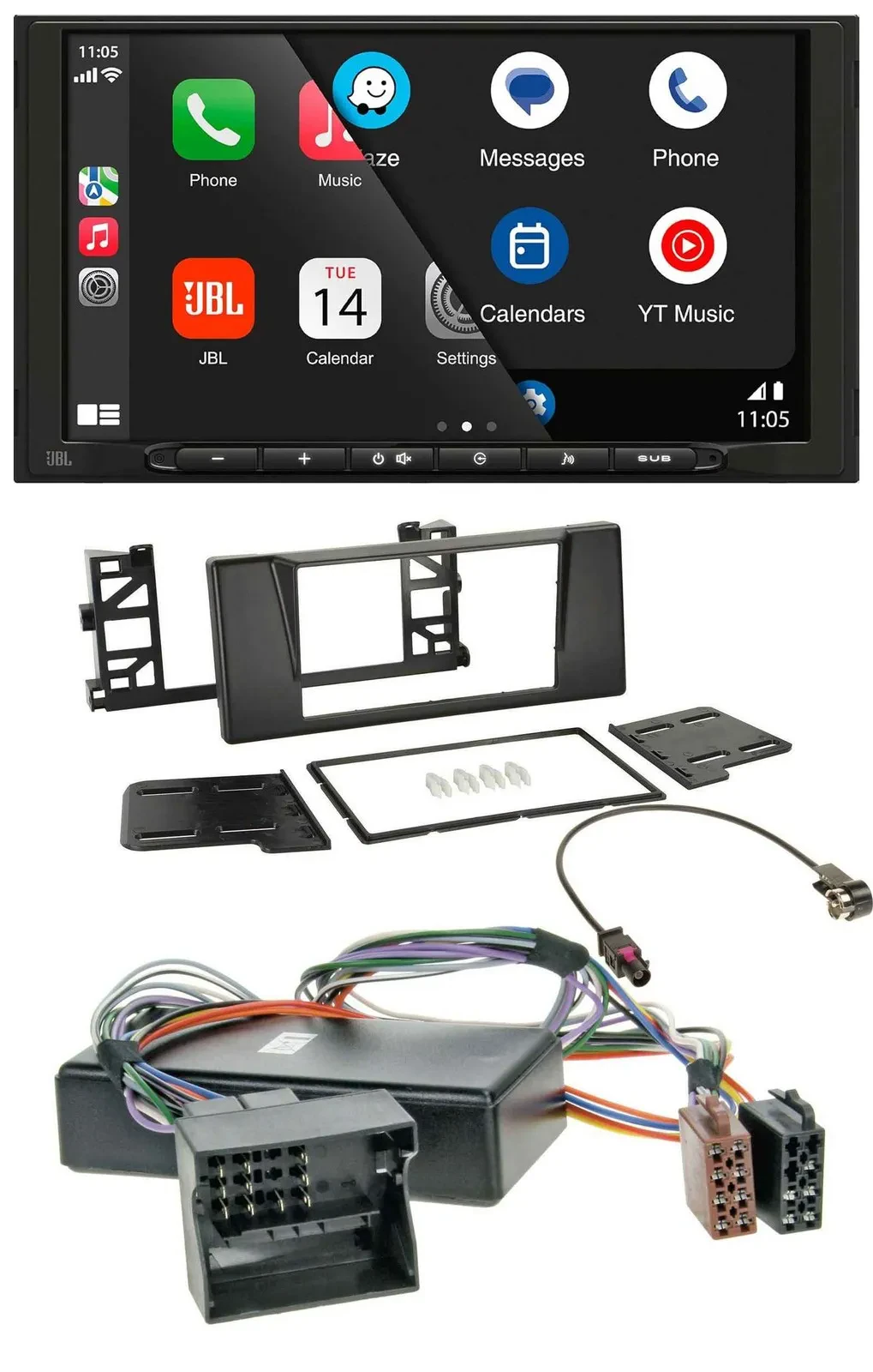 JBL USB 2DIN MP3 Bluetooth AUX Autoradio für BMW 5er E39 X5 E53 Aktivsystem Quad
