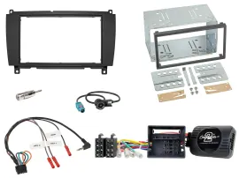 Einbauset Lenkradadapter Doppel DIN Autoradio für Mercedes CLK A209 C209 2004-20