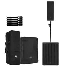 RCF NXL 14-A Black Column Speaker w 15-AX Subwoofer Pole & Covers