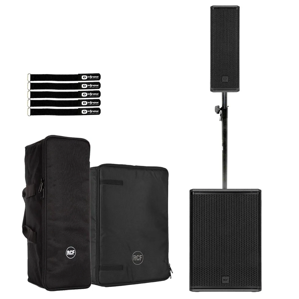 RCF NXL 14-A Black Column Speaker w 15-AX Subwoofer Pole & Covers