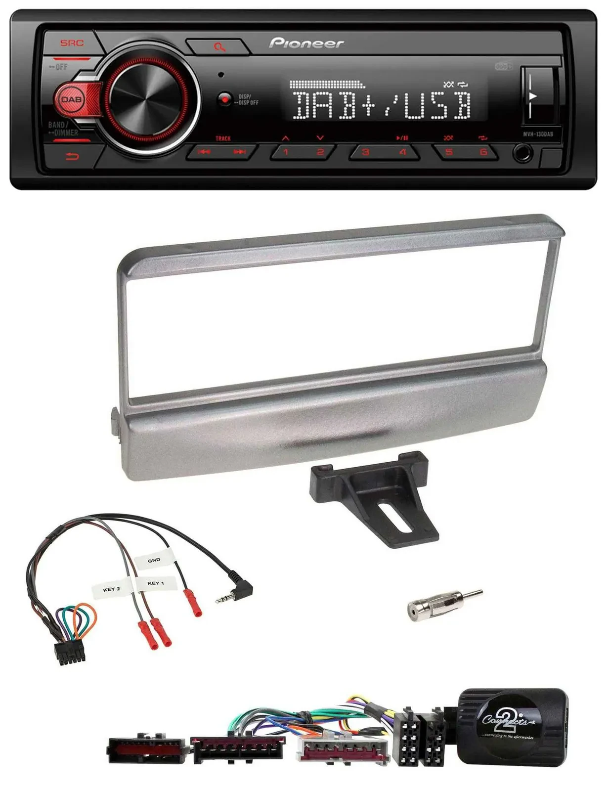 Pioneer MP3 1DIN DAB USB Lenkrad Autoradio für Ford Mondeo 2000-2002 silber