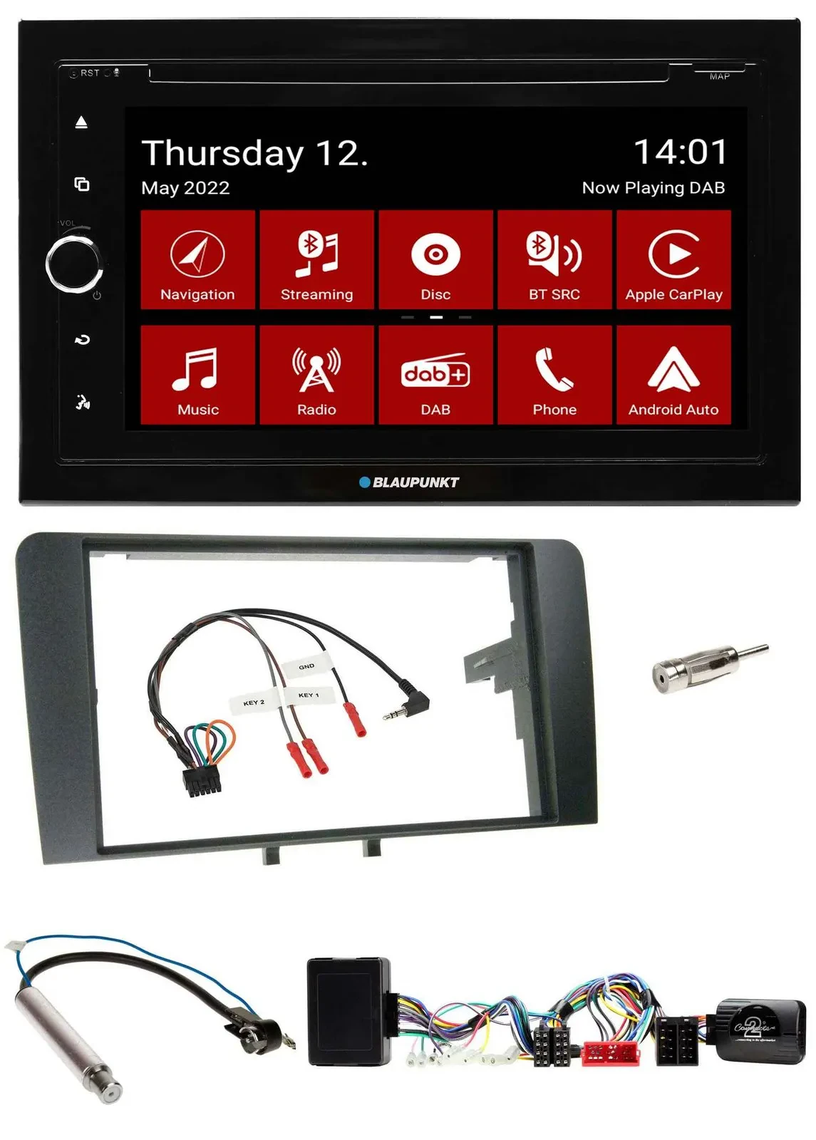 Автомагнитола для Audi A3 Blaupunkt 2DIN, Bluetooth, USB, DAB, навигация, TMC, поддержка управления с руля