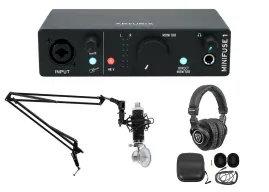 Arturia Minifuse 1-Person Podcast Podcasting Bundle w/Microphone+Headphones+Boom