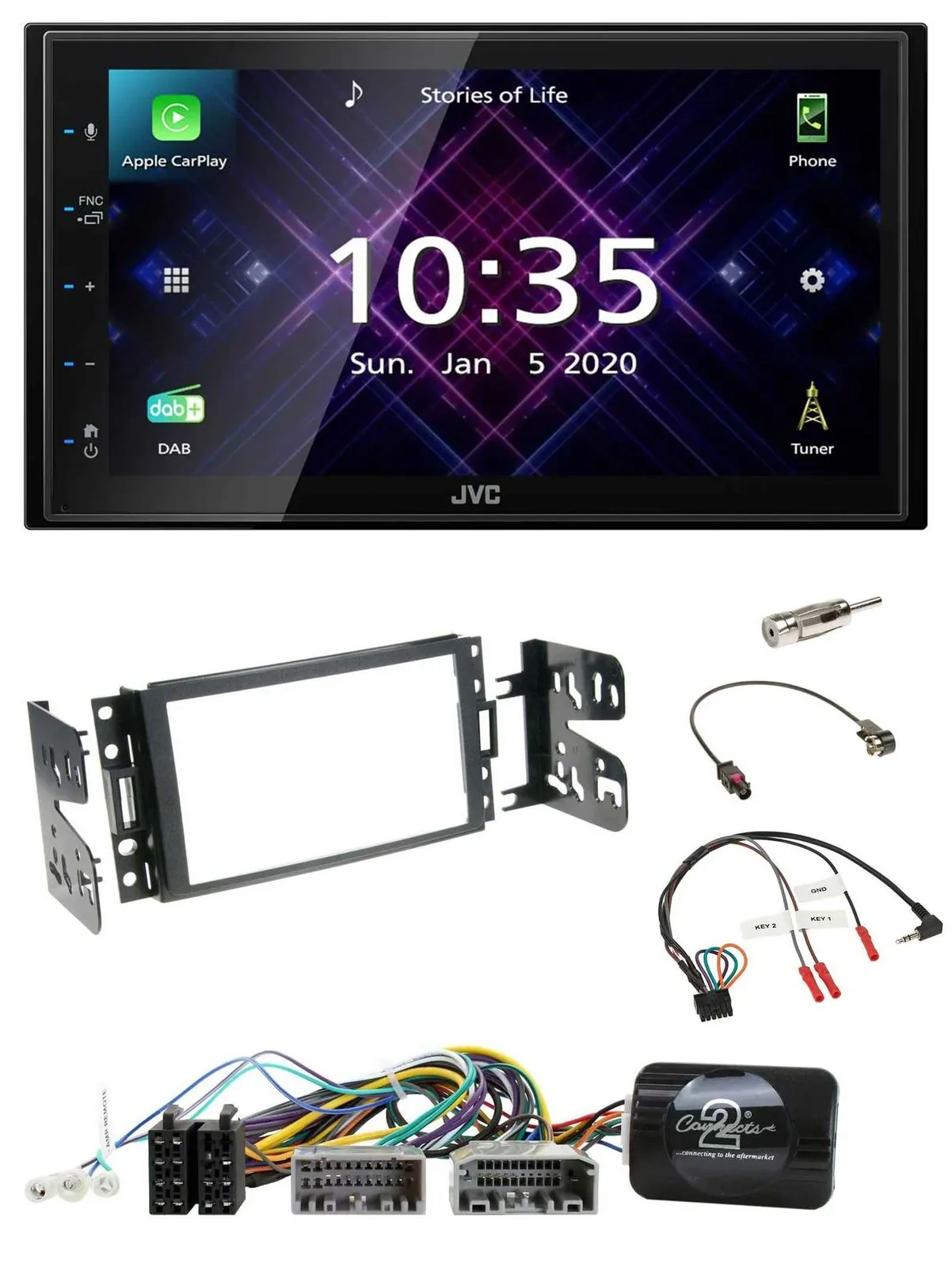 JVC DAB 2DIN Lenkrad Bluetooth USB Autoradio für Jeep Grand Cherokee 2011-2014