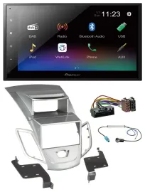 Автомагнитола Pioneer 2 DIN USB Bluetooth DAB MP3 для Ford Fiesta 2010–2017 серебристая