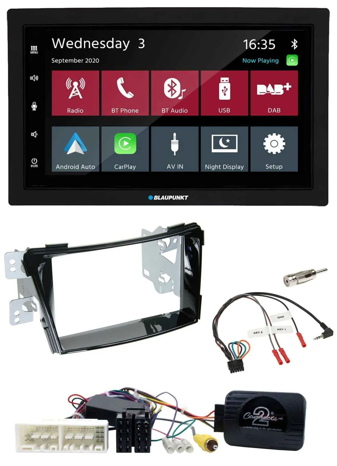 Blaupunkt 2DIN Lenkrad USB Bluetooth DAB Autoradio für Hyundai i40 ab 16 VF Klav
