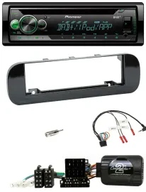 Автомагнитола Pioneer CD, USB, MP3, DAB, для Fiat Panda 2012–2020, черный глянцевый, с поддержкой кнопок на руле