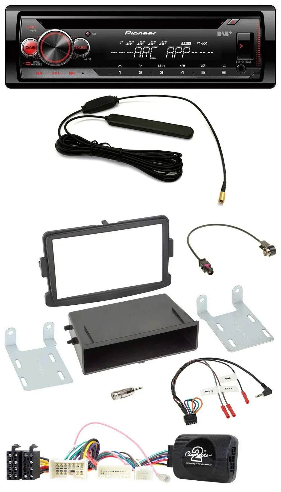 Pioneer CD USB Lenkrad DAB MP3 Autoradio für Dacia Logan Sandero ab 12 schwarz