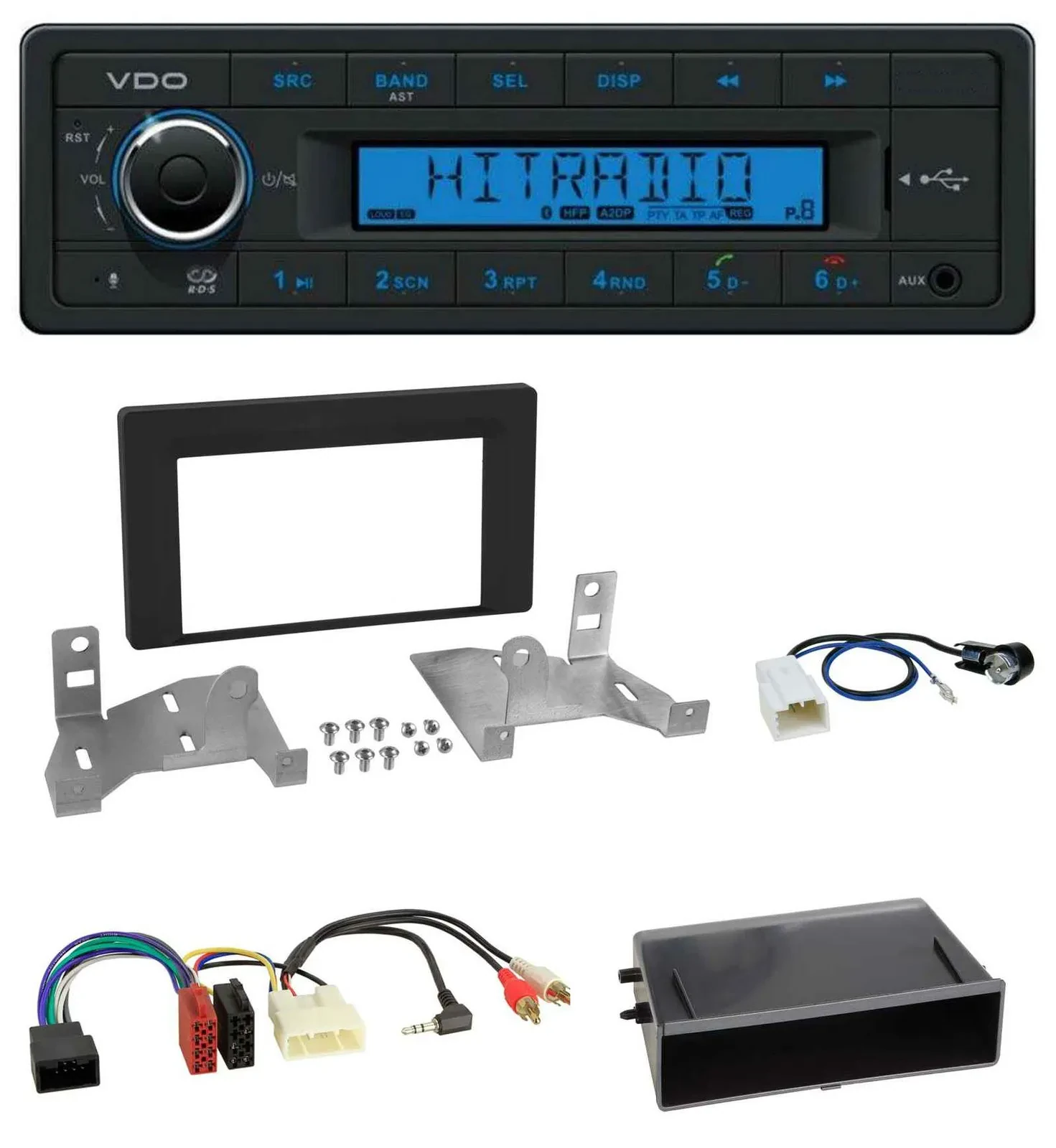VDO AUX Bluetooth USB MP3 Autoradio für Toyota Aygo AB7 ab 2022 mattschwarz