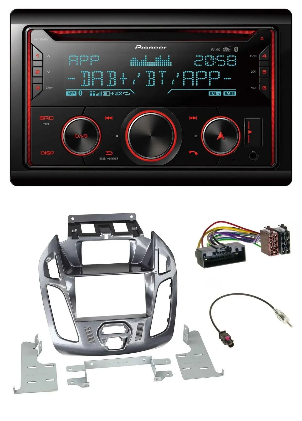Автомагнитола Pioneer 2-DIN, DAB, CD, MP3, Bluetooth, USB для Ford Transit Connect