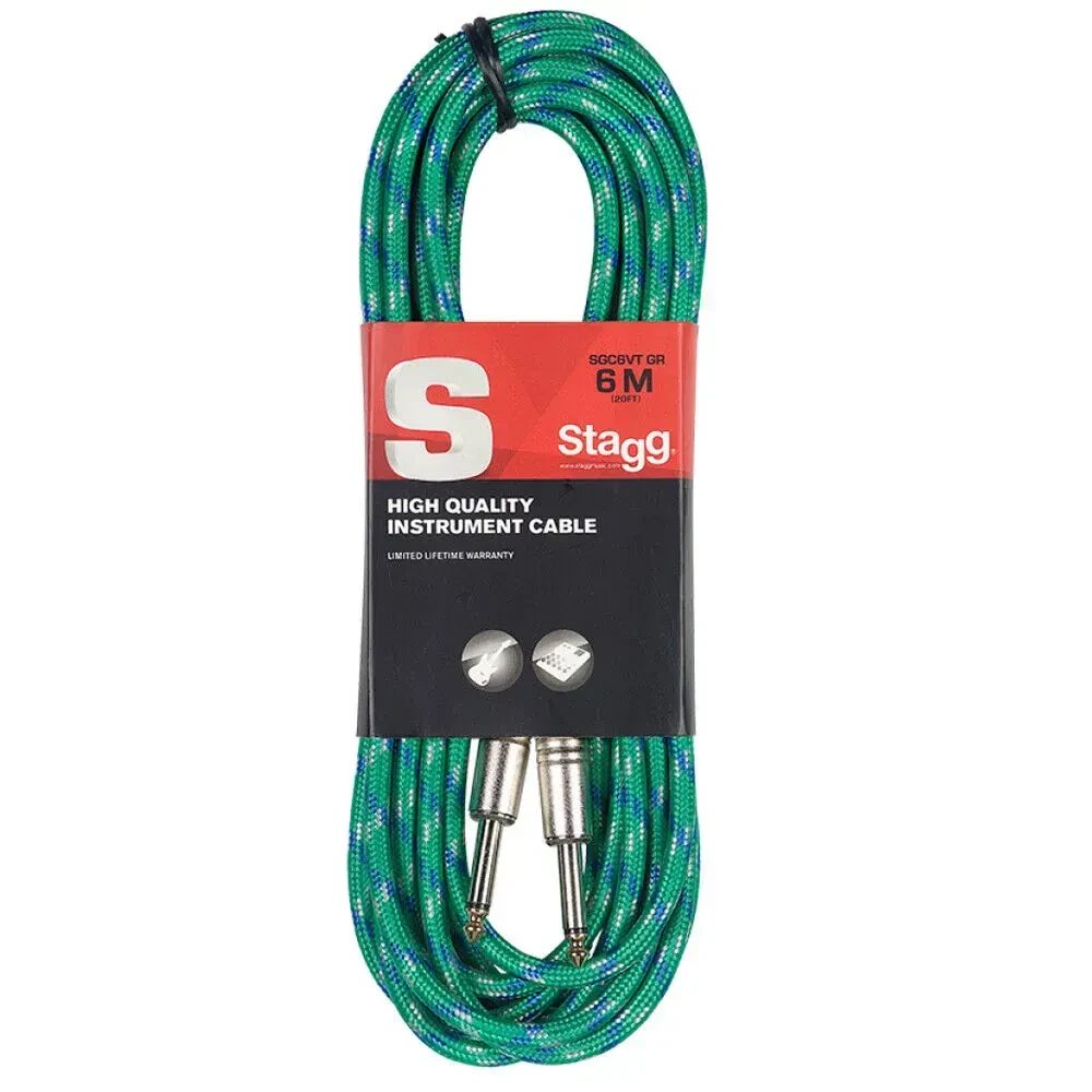 Инструментальный кабель Stagg SGC6VTGR Vintage Tweed Green 6 м