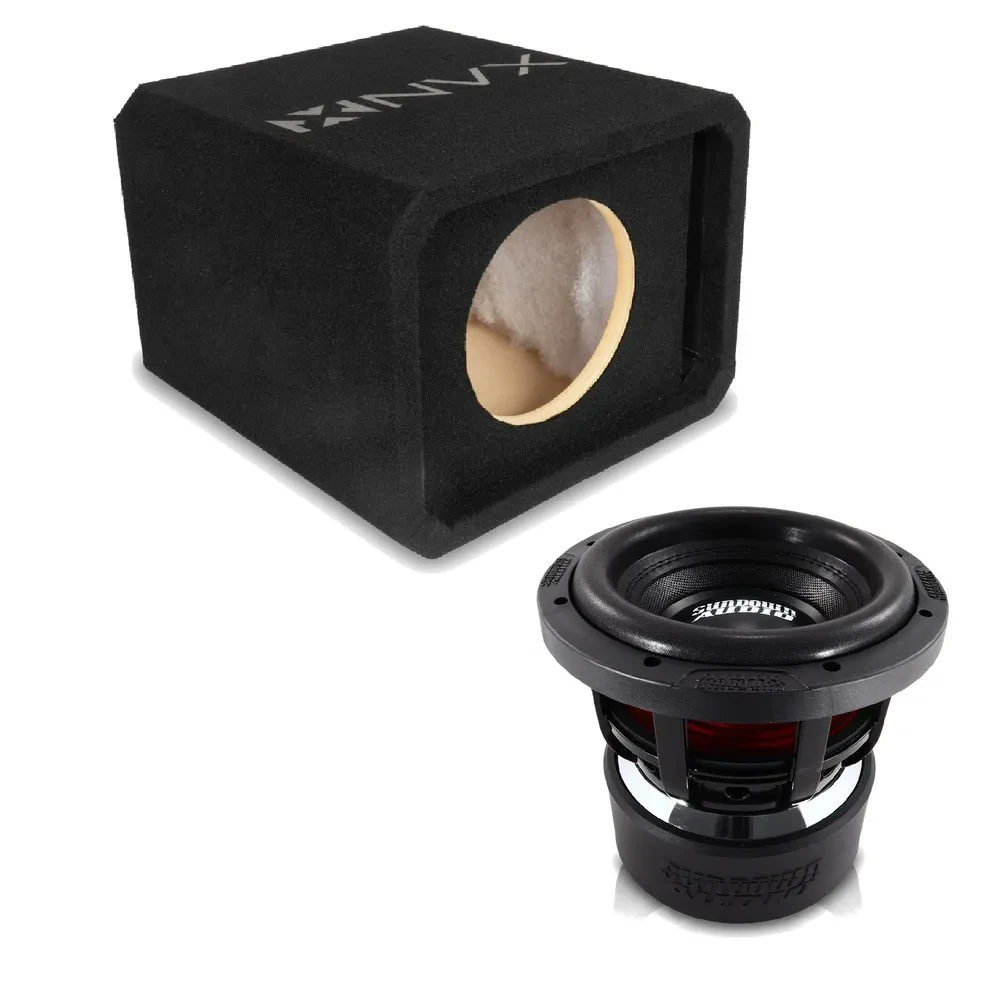NVX NE81P Single 8" Slot Ported 3/4" MDF Sub Enclosure w/ X Series Car Subwoofer
