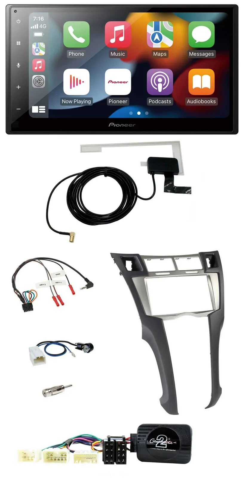Автомагнитола Pioneer 2DIN USB Bluetooth DAB для Toyota Yaris 2006–2011