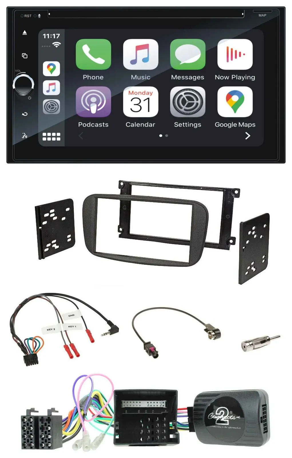 Blaupunkt USB DAB Bluetooth 2DIN TMC Lenkrad Navigation für Ford Focus C-Max Gal