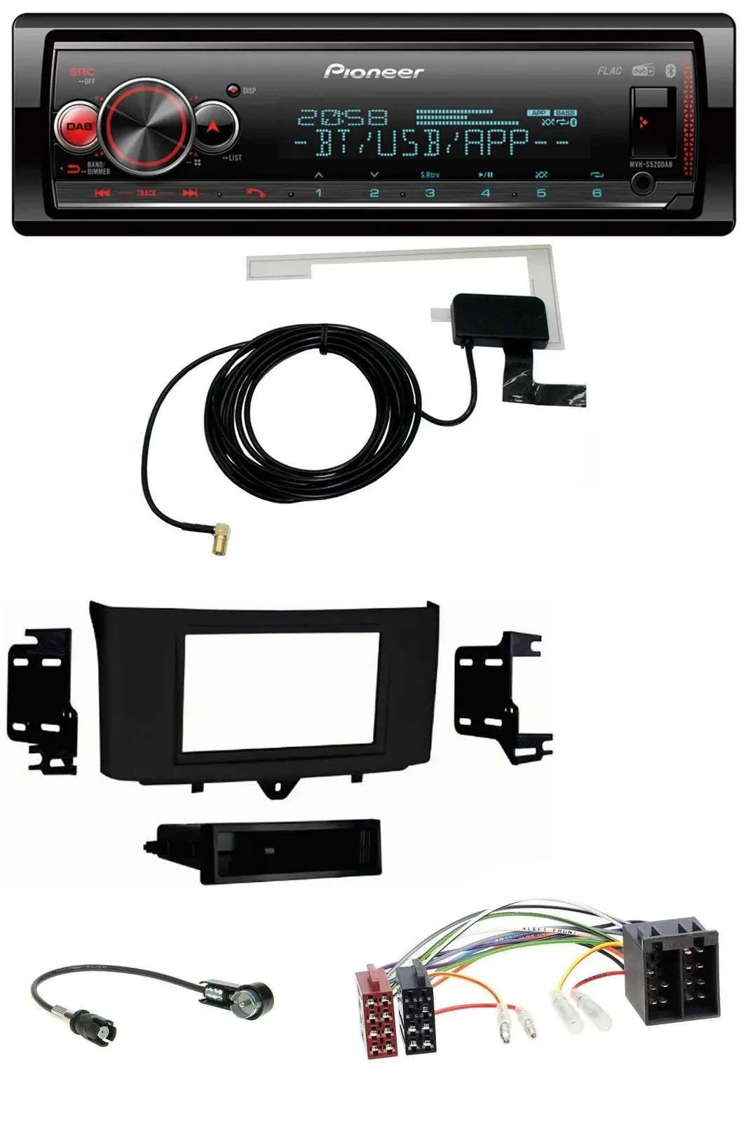 Pioneer Bluetooth DAB USB MP3 Autoradio für Smart ForTwo (2010-2015)