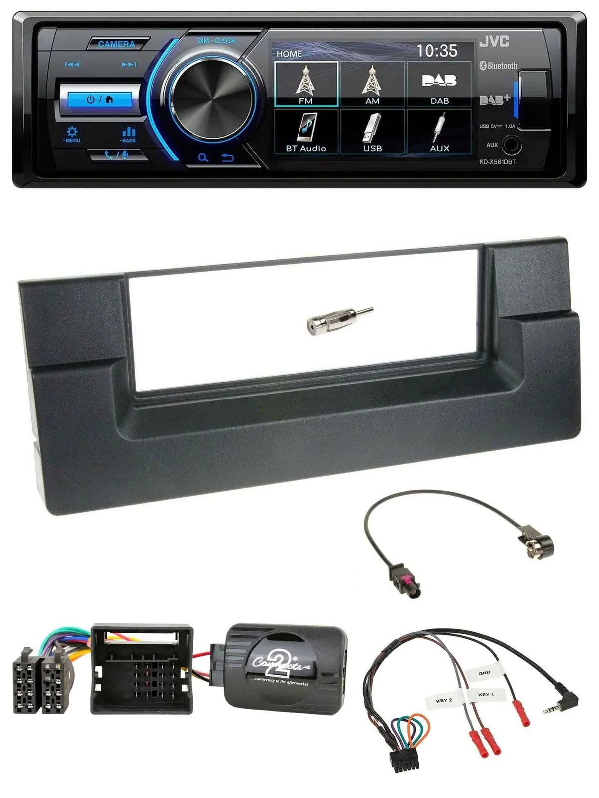 JVC Bluetooth Lenkrad USB DAB Autoradio für BMW 5er E39 2001-2004 Quadlock