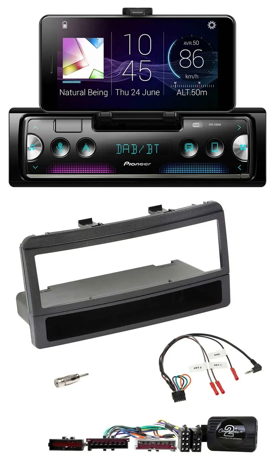 Pioneer USB Lenkrad Bluetooth DAB Autoradio für Ford Mondeo 00-02 schwarz Ablage