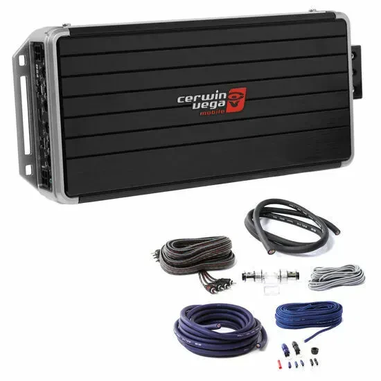 Cerwin Vega B54 4-Channel Bomber Series Class D Amp + Free Belva 4 Gauge Amp Kit