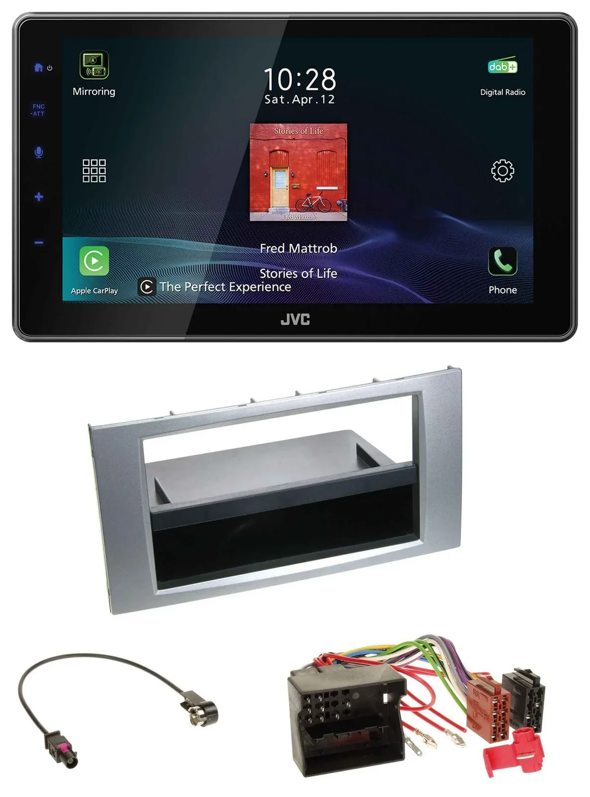 JVC DAB MP3 Bluetooth USB Autoradio für Ford Kuga Fusion Transit 05-12 silber