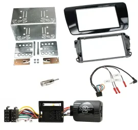 Einbauset Lenkradadapter Doppel DIN Autoradio für Seat Ibiza ab 08 Klavierlack-s