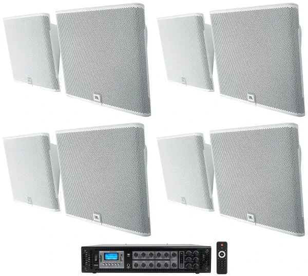Настенная акустика JBL SLP12/T White с усилителем (8 штук)