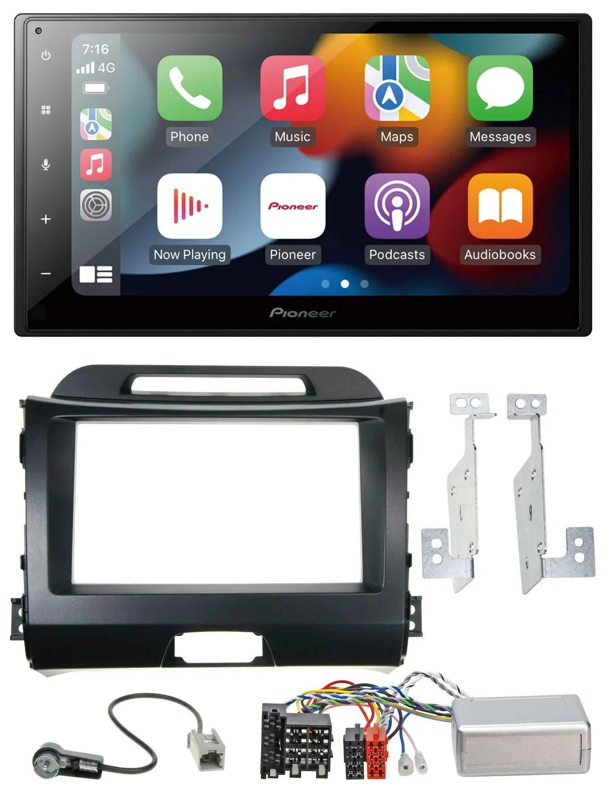 Автомагнитола Pioneer 2DIN, DAB, Bluetooth, USB, для Kia Sportage III (2010–2015), поддержка кнопок на руле, черный