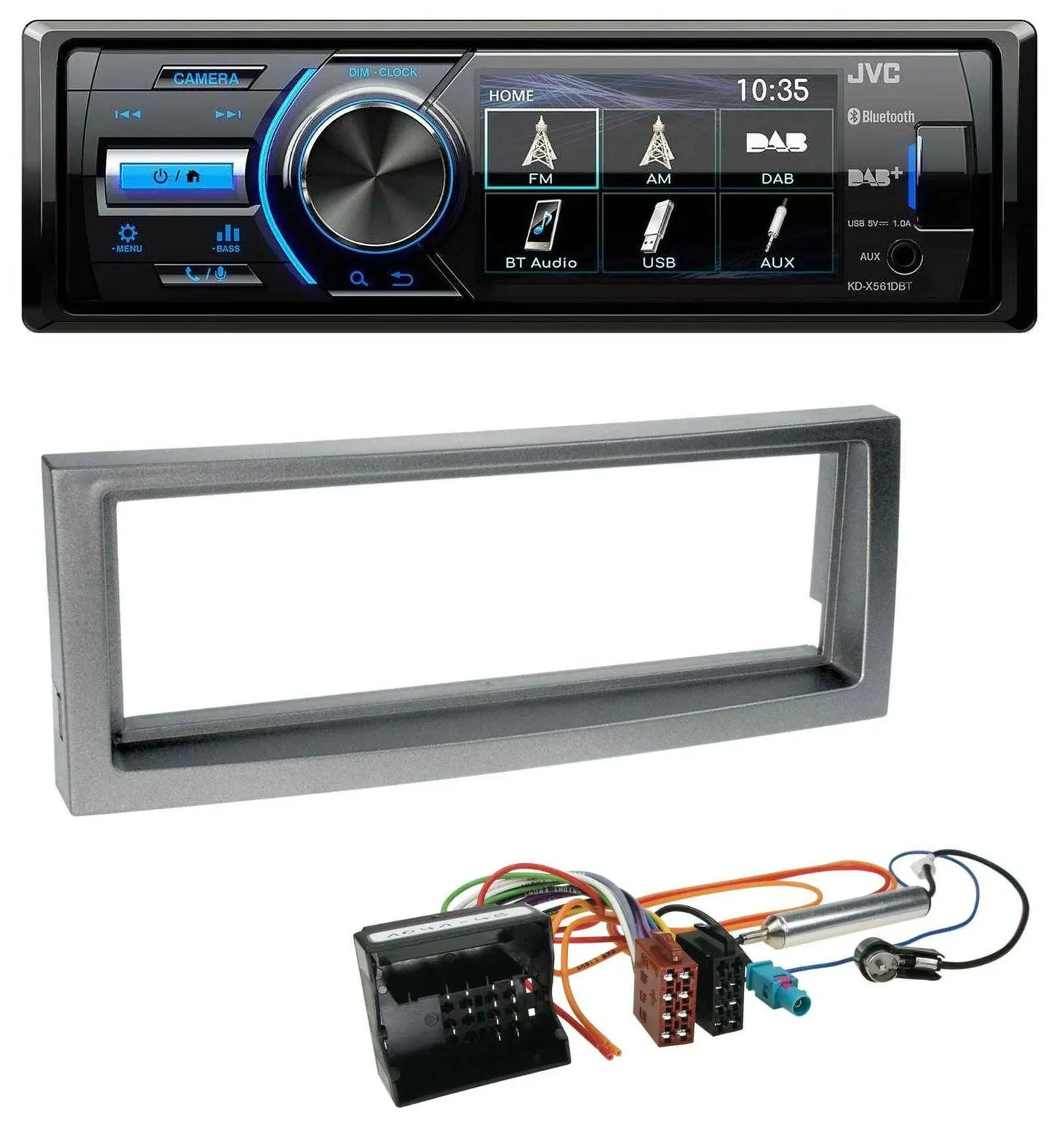JVC Bluetooth MP3 USB DAB Autoradio für Citroen C5 Peugeot 407 ab 04 grau-metall