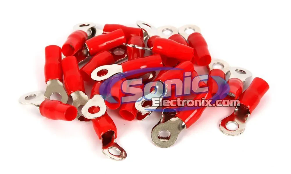 Stinger SPT5104 PRO 4 Gauge Input to 5/16" Ring Terminals Red (25 Pack)