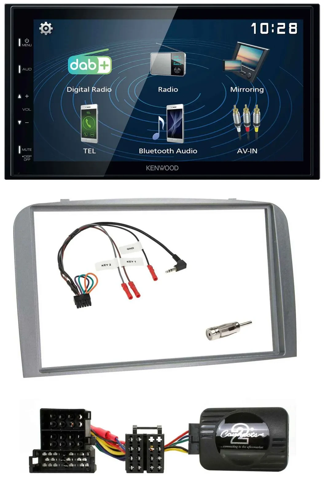 Kenwood 2DIN Bluetooth Lenkrad USB DAB Autoradio für Alfa Romeo 147 GT 04-10 sil