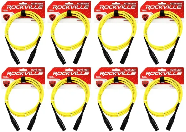 Микрофонный кабель Rockville RCXFM6P-Y Yellow 1.8 м (8 штук)