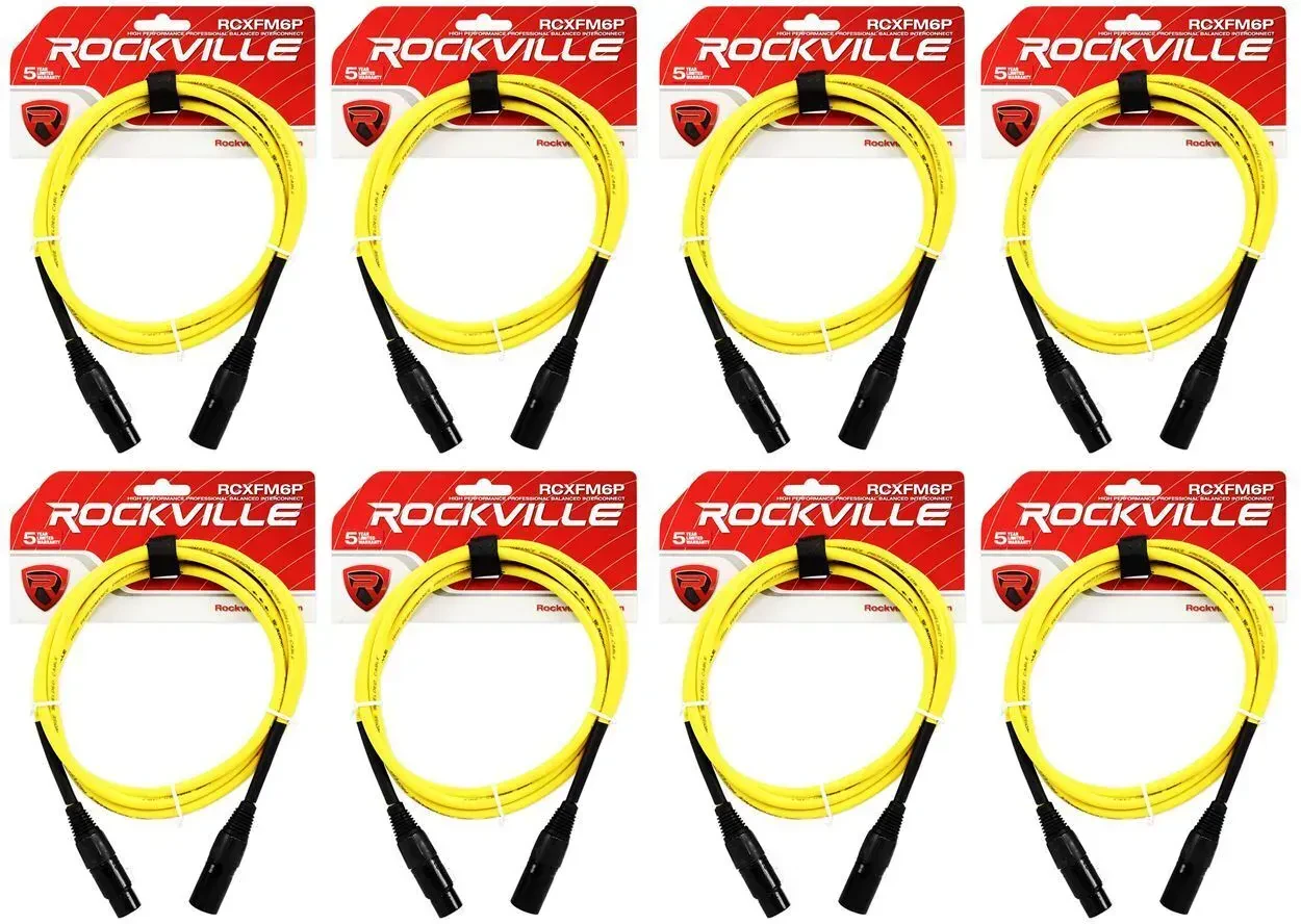 Микрофонный кабель Rockville RCXFM6P-Y Yellow 1.8 м (8 штук)