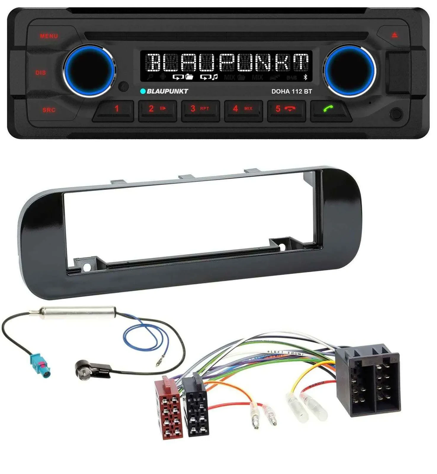 Blaupunkt AUX MP3 CD Bluetooth USB Autoradio für Fiat Panda (ab 2012) - glänzend