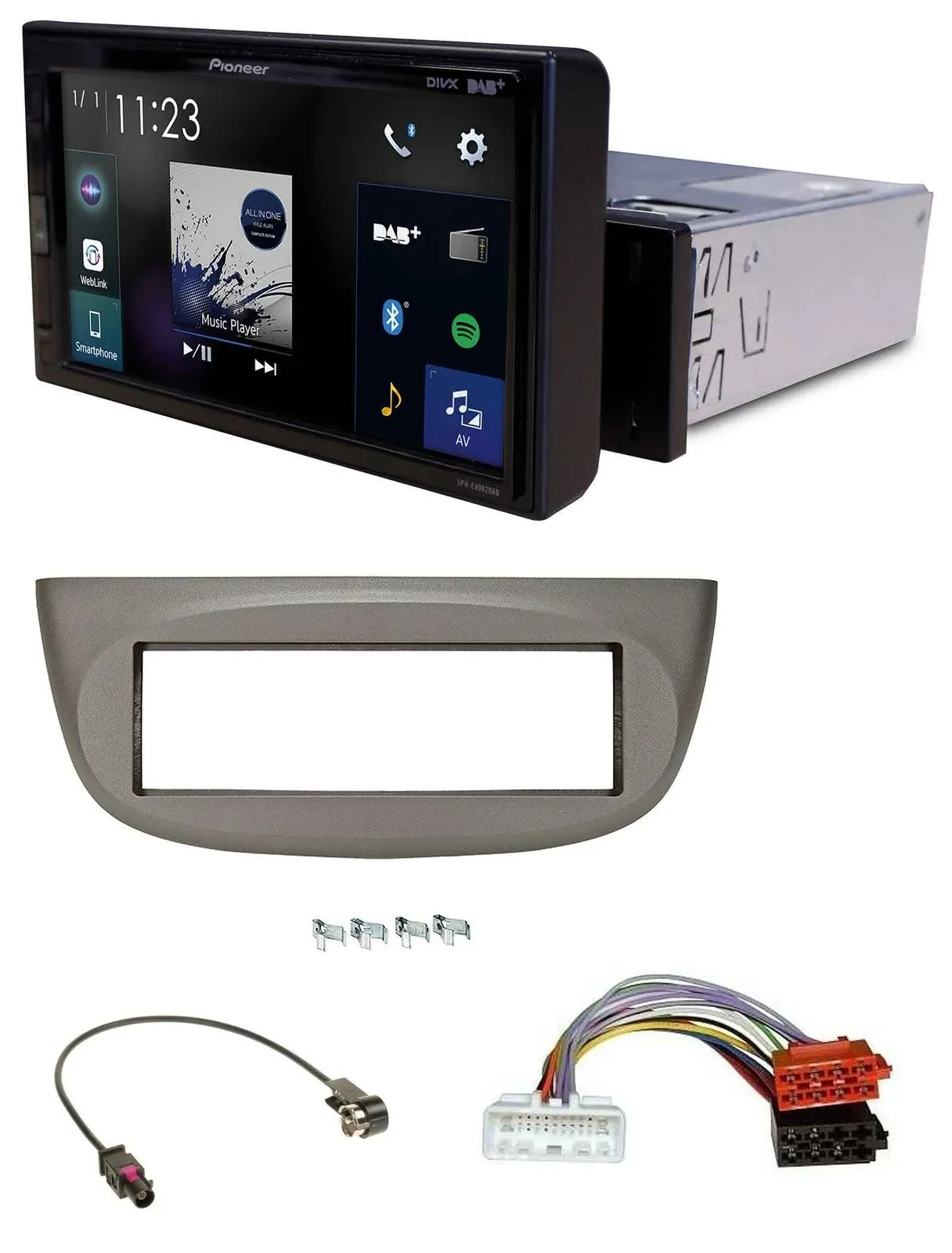 Pioneer DAB MP3 Bluetooth USB Autoradio für Renault Twingo ab 2015 beige-grau