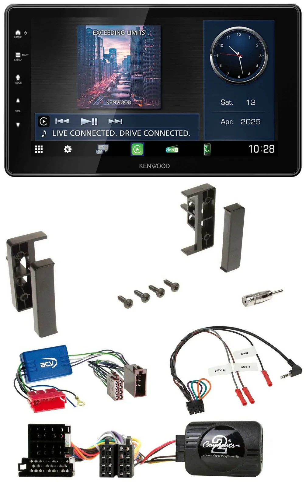 Kenwood Lenkrad Bluetooth USB DAB Autoradio für Audi A3 A4 A6 99-00 Aktivsystem