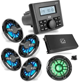 Автомагнитола для лодки NVX NMPS20 (набор): 2 x 6.5" LED-динамика, сабвуфер 10", усилитель
