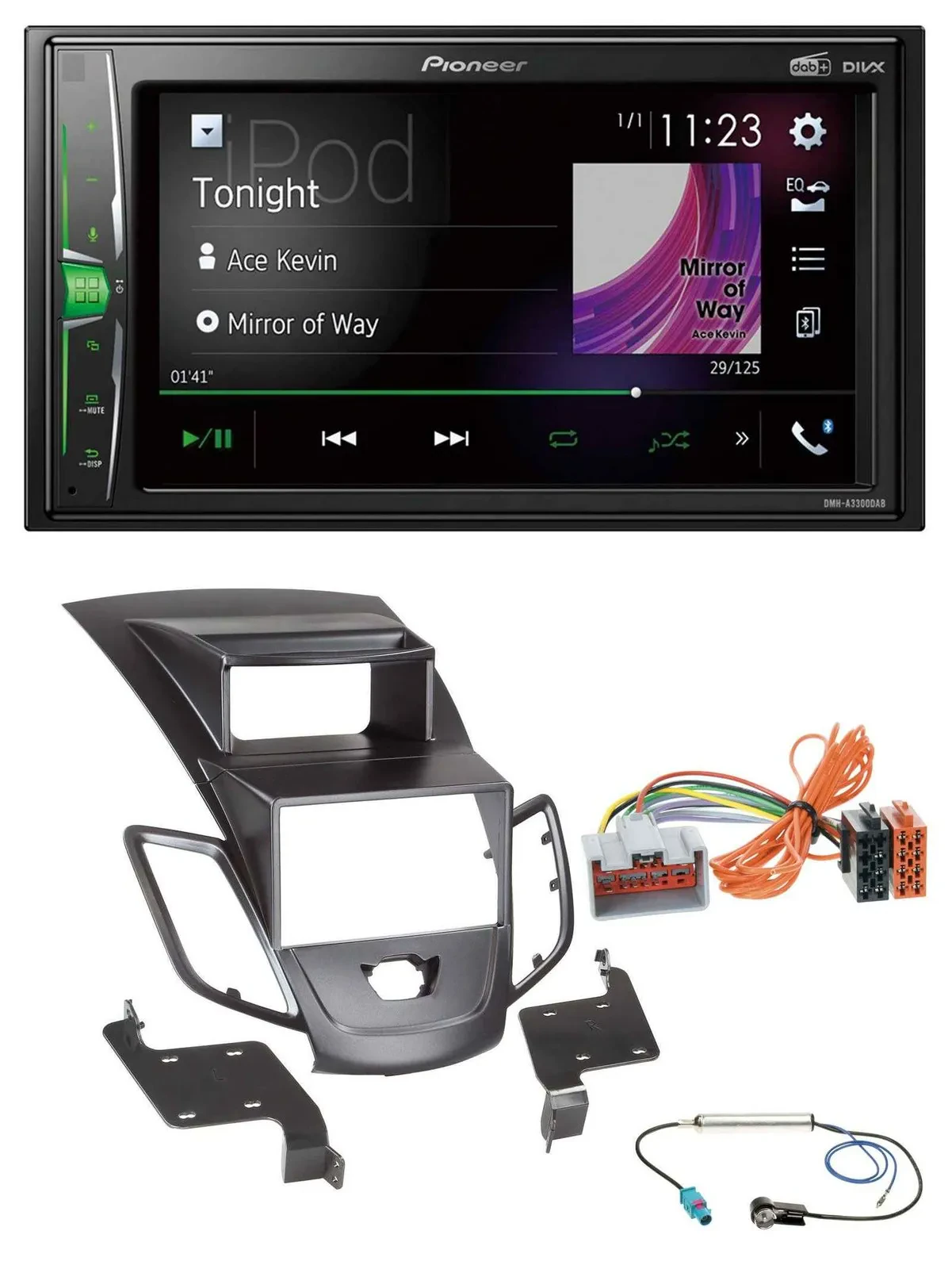 Pioneer 2DIN MP3 DAB USB Bluetooth Autoradio für Ford Fiesta 08-10 Display schwa