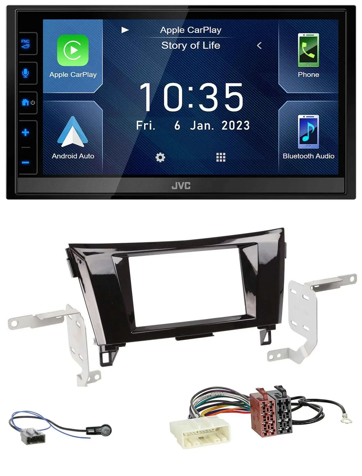JVC DAB Bluetooth MP3 USB 2DIN Autoradio für Nissan Qashqai X-Trail ab 14