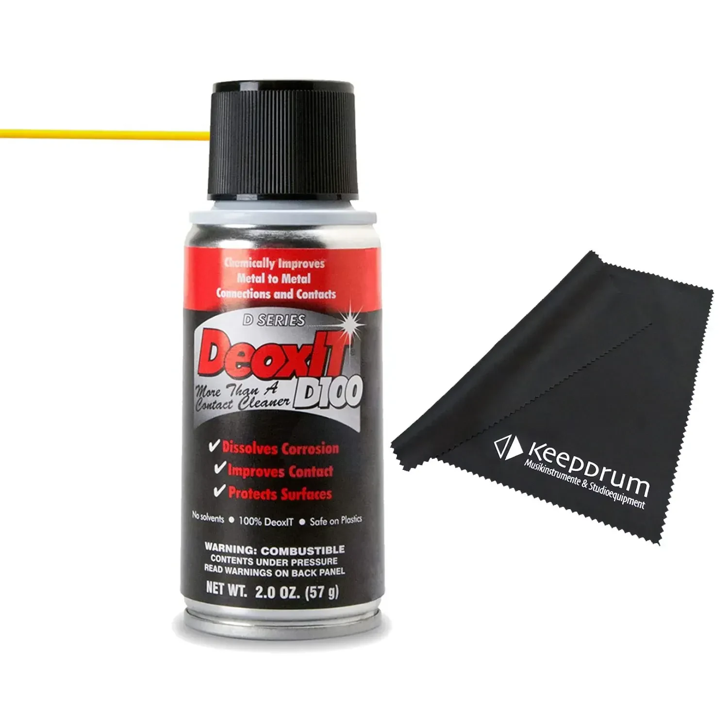 Caig DeoxIT Kontaktspray D100S-2 Kontakt-Reiniger mit Mikrofasertuch