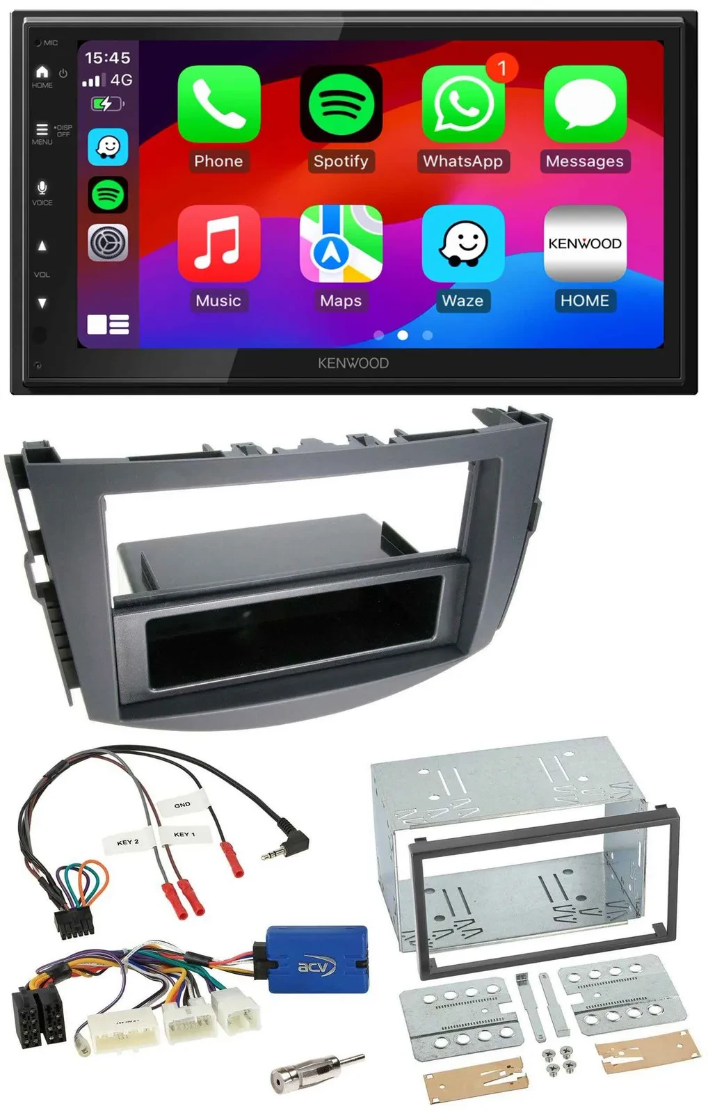 Kenwood Lenkrad USB DAB 2DIN Bluetooth Autoradio für Toyota RAV 4 ab 2011 28 Pin