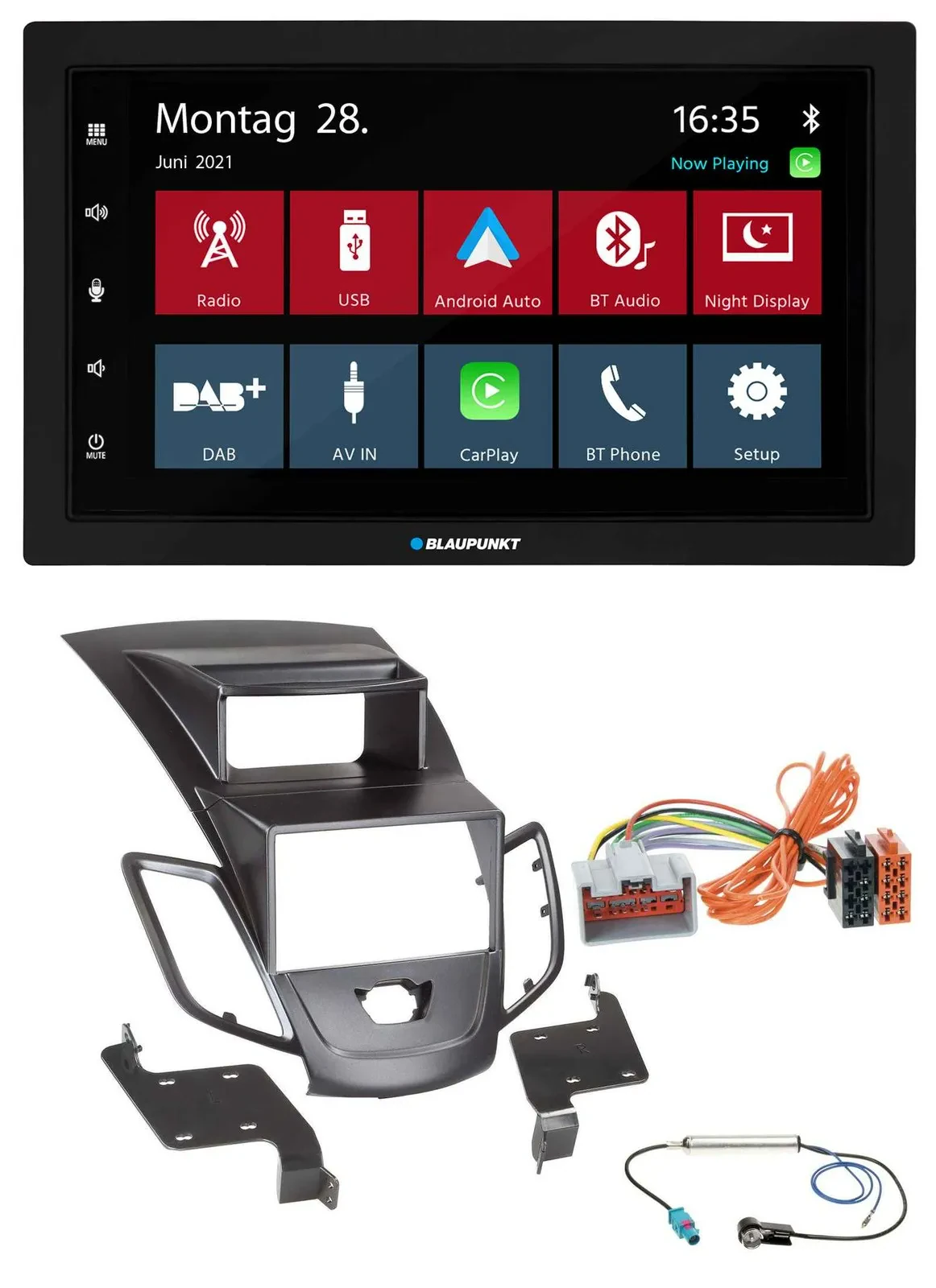 Автомагнитола Blaupunkt 2-DIN, MP3, Bluetooth, DAB, USB для Ford Fiesta 2008–2010
