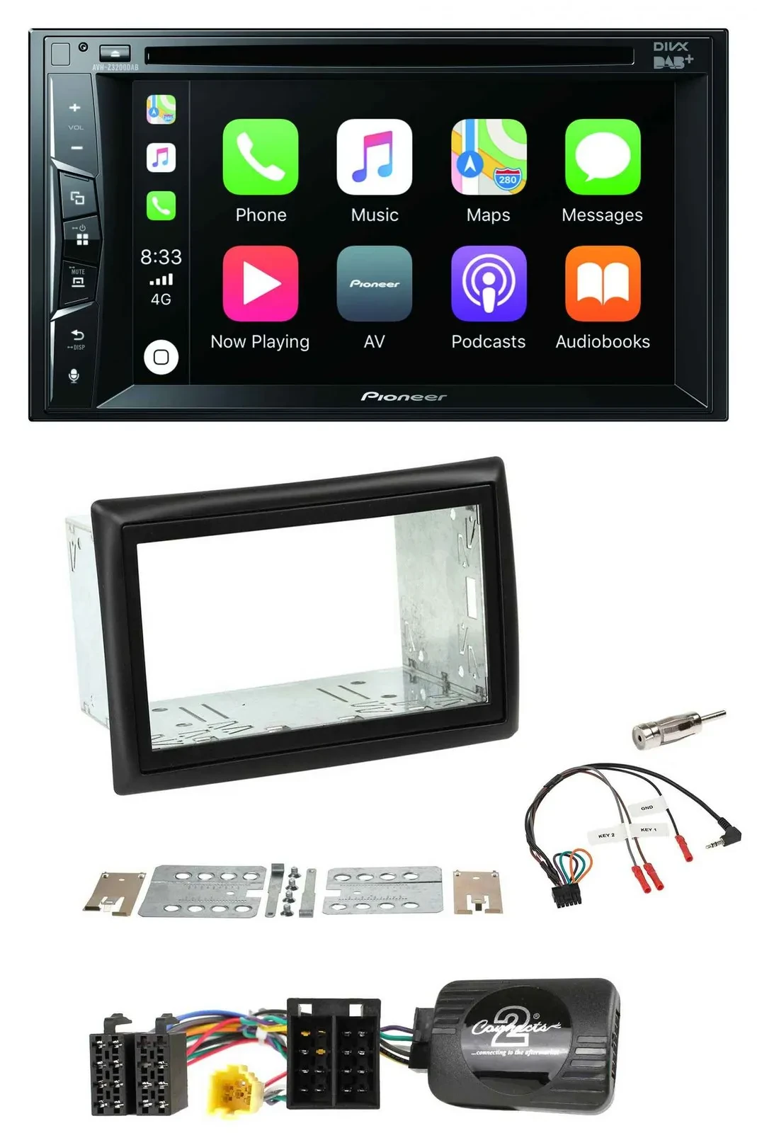Автомагнитола Pioneer 2-DIN, USB, DVD, Bluetooth, DAB, для Renault Megane II (с 2005)