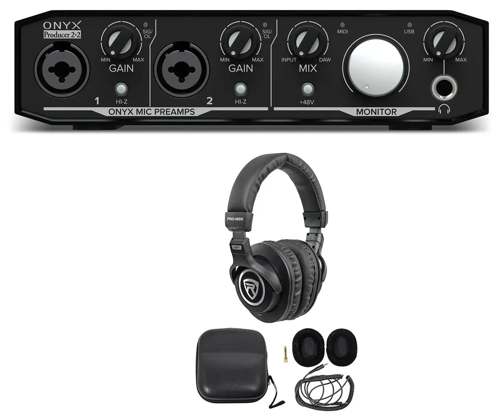 Аудиоинтерфейс Mackie Onyx Producer 2.2 2x2 USB MIDI (набор) с наушниками