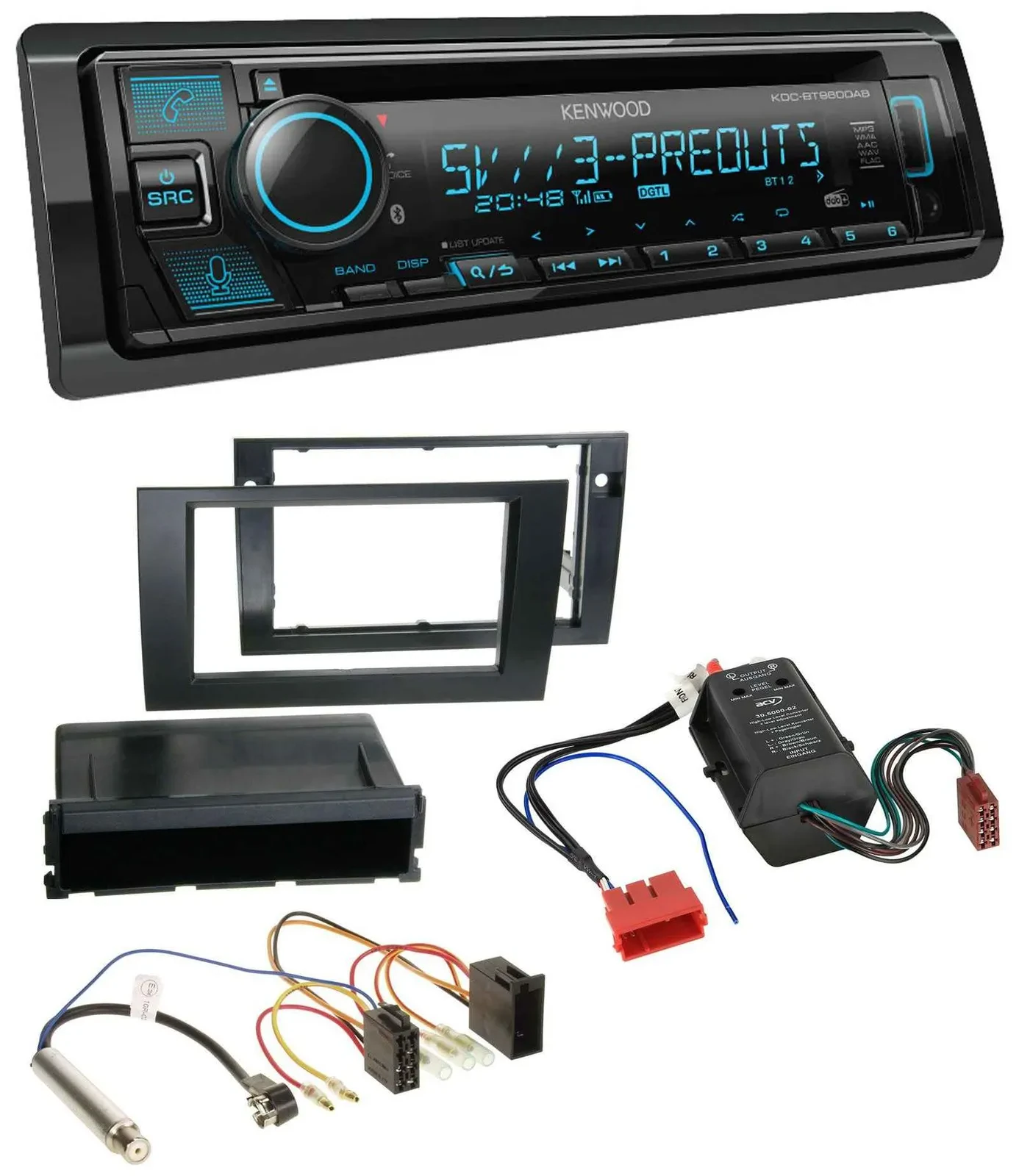 Kenwood Bluetooth USB CD MP3 DAB Autoradio für Audi A4 B6 B7 00-08 Symphony Bose