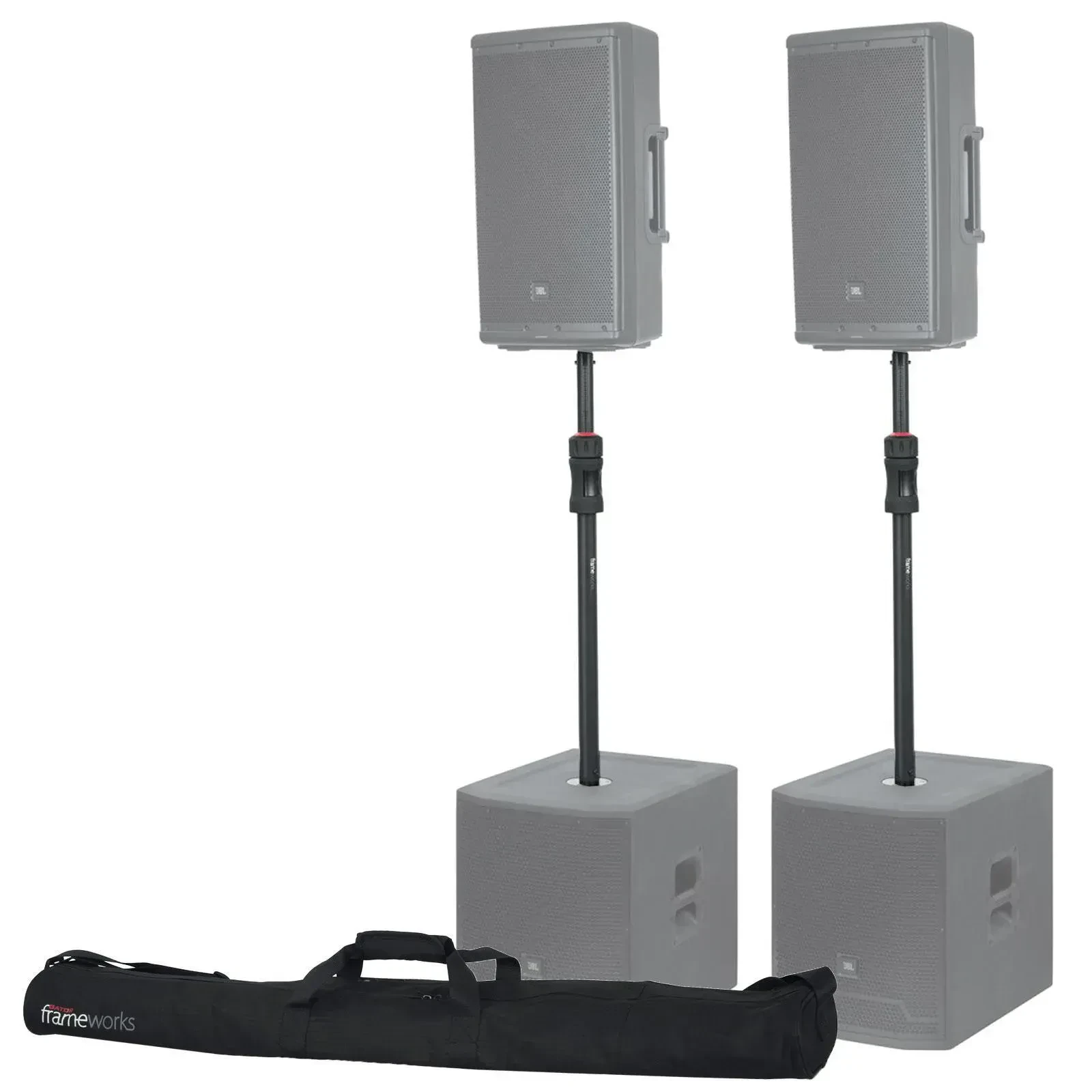 Стойка для акустических систем Gator ID Series GFW-ID-SPKR-SPSET для сабвуфера/сателлита с подъемным механизмом