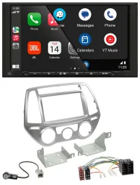 JBL USB 2DIN MP3 Bluetooth AUX Autoradio für Hyundai i20 12-14 man. Klima