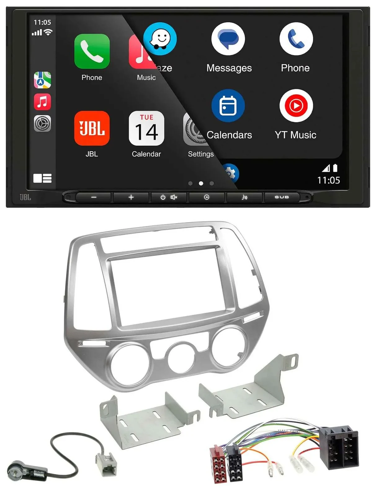 JBL USB 2DIN MP3 Bluetooth AUX Autoradio für Hyundai i20 12-14 man. Klima